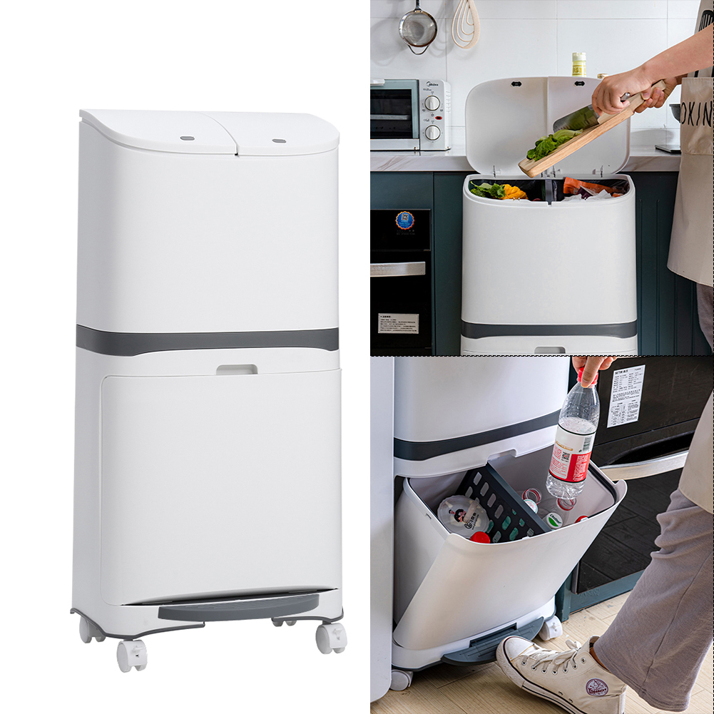 48L Waste Separation Bin Hands-Free Pedal Press Odour-Tight